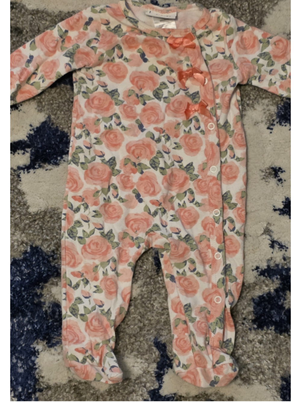 Nicole Miller Baby Girl Floral Footie Pajamas White Pink 3-6 Months
